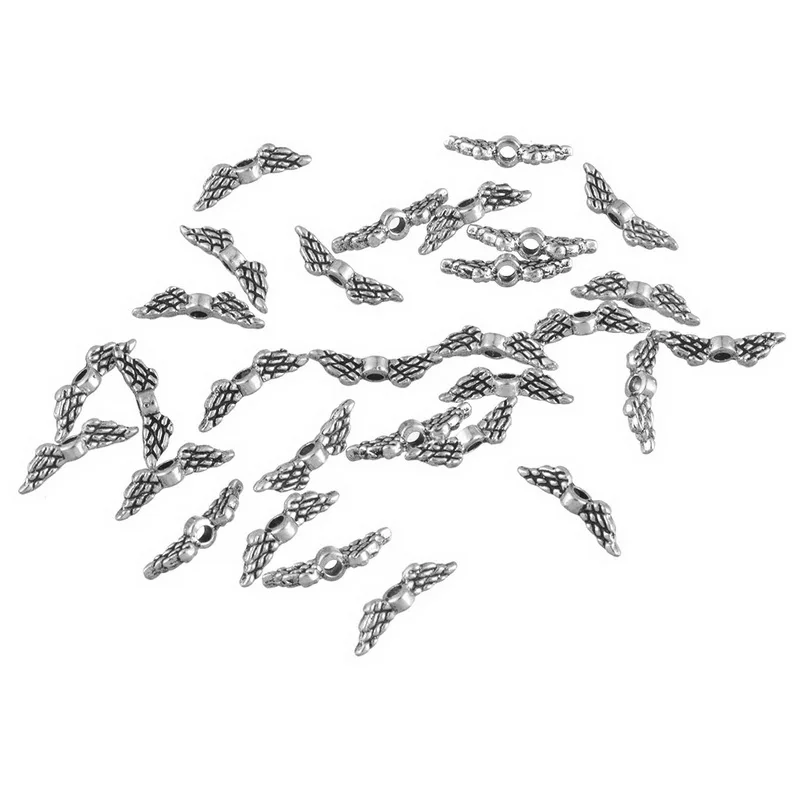 Новинка 2019 винтажные серебряные бусины с ангельскими крыльями для