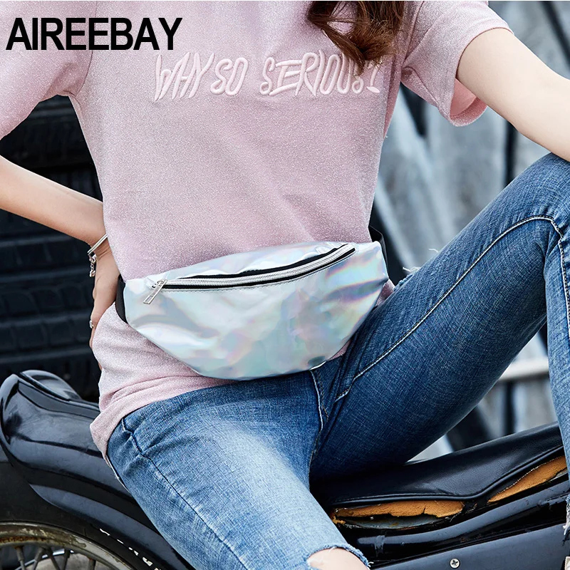 Новинка 2020 голографическая поясная сумка AIREEBAY для женщин золотая черная с