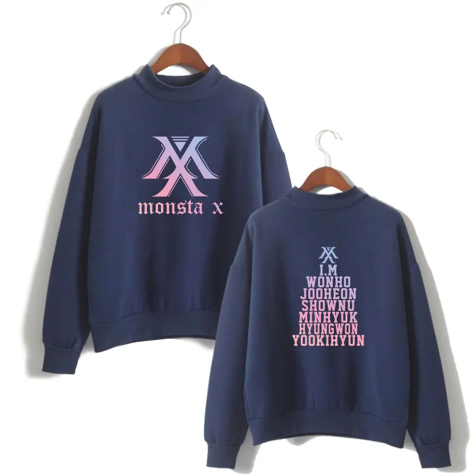 Свободная водолазка MONSTA X Kpop верхняя одежда толстовки свитшоты Мужская модная