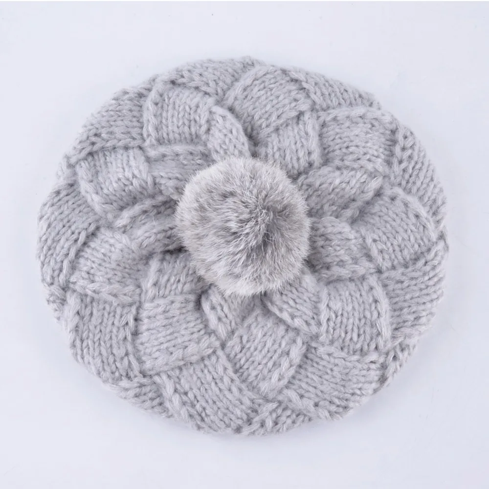 Милая зимняя шапка TQMSMY для женщин вязаные шерстяные береты с помпоном из