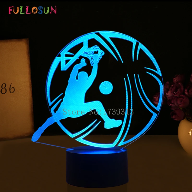 7 цветов лампа в виде баскетбольного мяча USB 3D ночник светодиодный украшения для детской комнаты лампа как новинка подарок 3D огни
