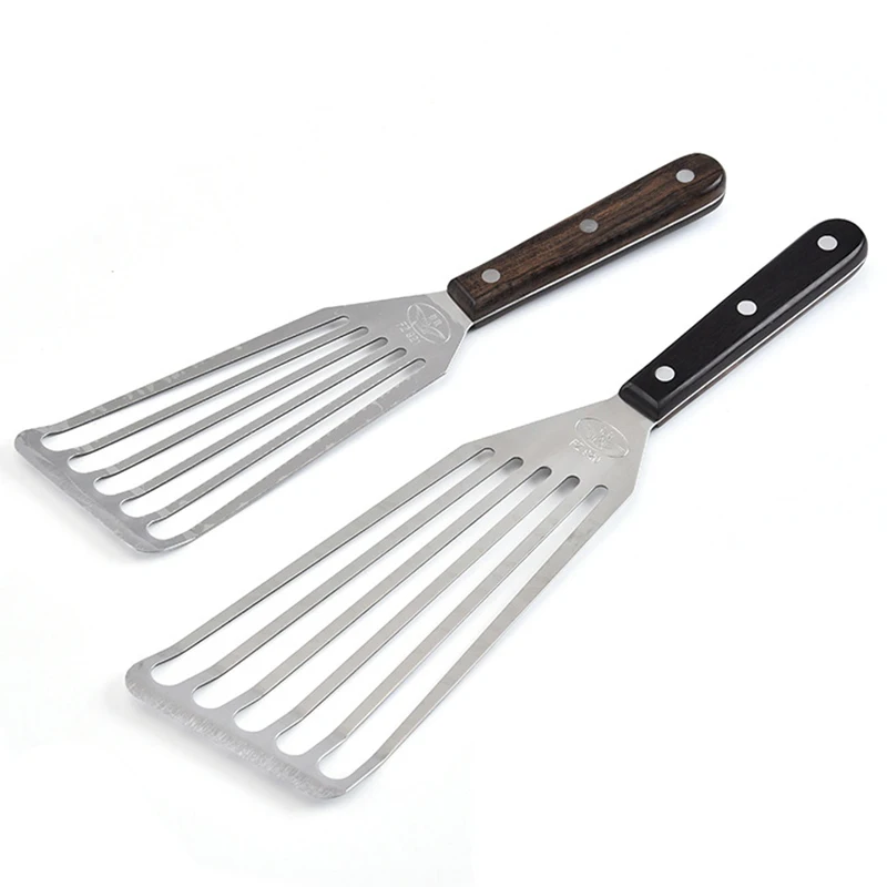 

Stainless Steel Slotted Turner & Fish Spatula With Wooden Handle - Kitchen Tools by Leeseph
