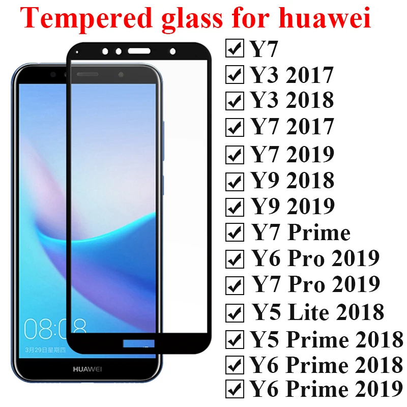Защитное стекло для Huawei Y6 Prime Y3 6Pro 7 9 5Lite 2019 Y7 Y9 бронированный стеклянный дисплей