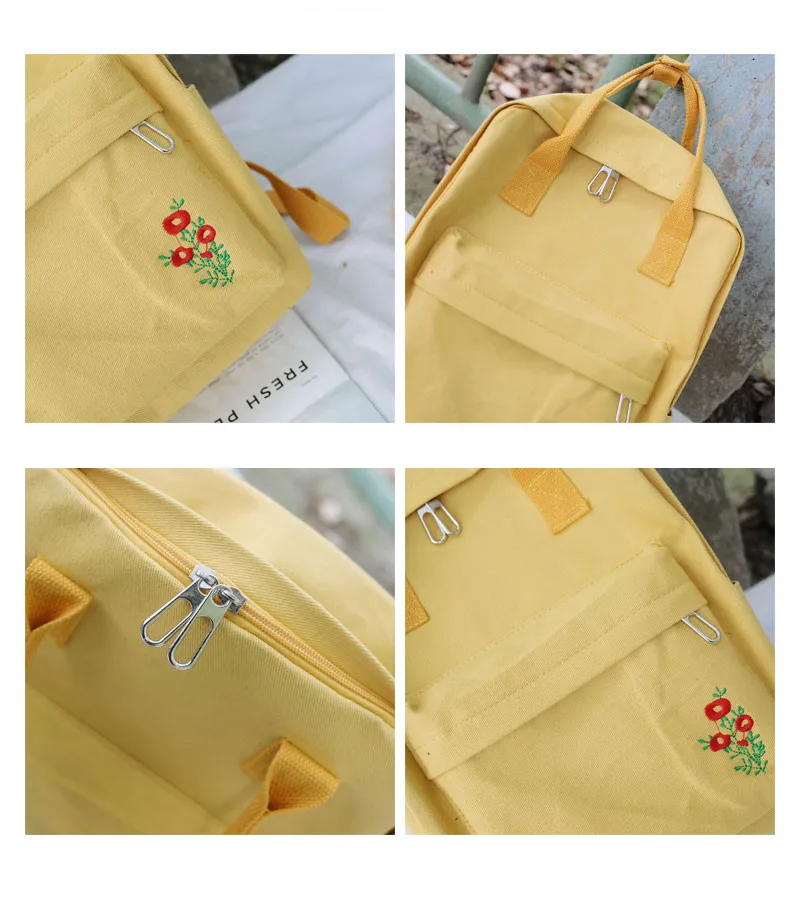 Flower Embroidery Women Canvas Backpack Large Capacity School Bags for Girls Fashion Korean Style Student Travel Backpacks 2018 | Багаж и