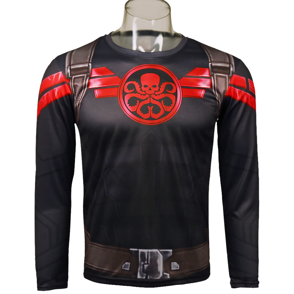 Супергерой футболка косплей Капитан Америка Гидра красный череп принт 3D длинный