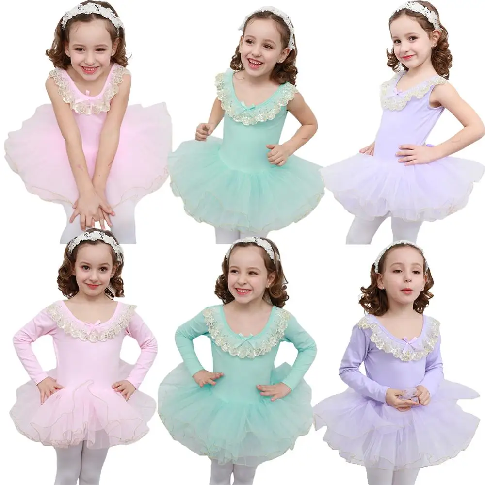 

Kids Professional Ballet Tutu Dress Princess Tulle Ballet Dancewear Gymnastics Leotard for Girls Dance Class Long Sleeve Dress