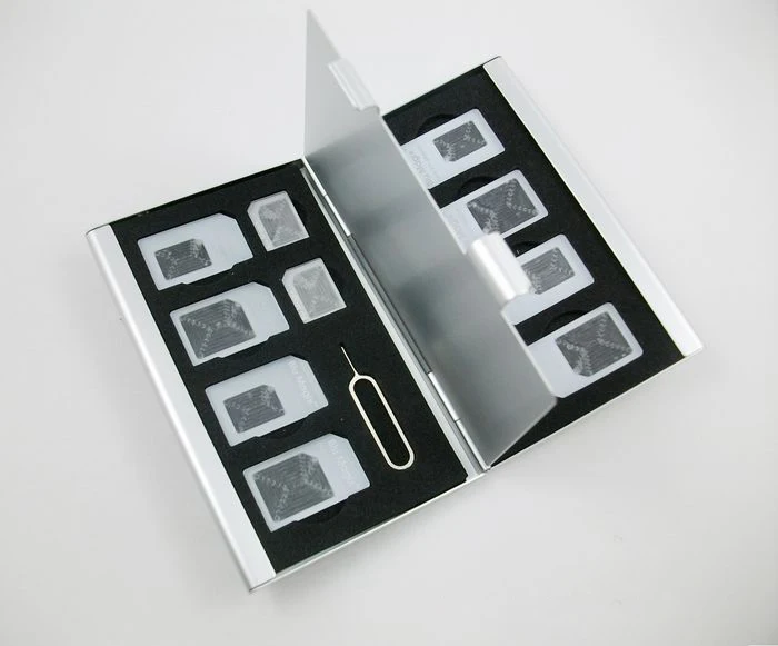 Алюминиевый чехол для 8 мини + 6 микрофонов SIM карты памяти камеры micro nano