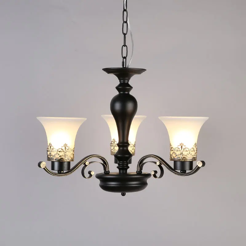 Современная стеклянная люстра для спальни столовой кухни черного и золотого