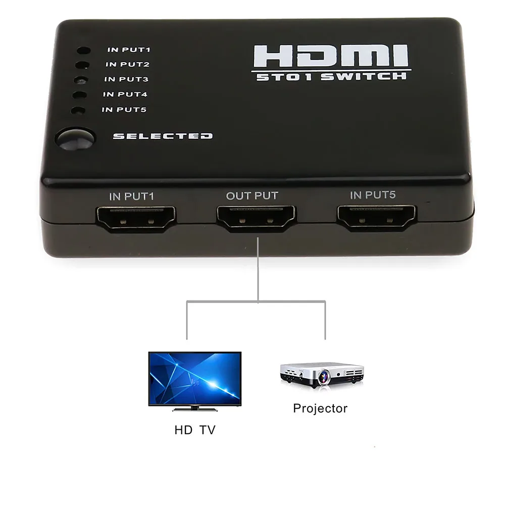 Новый HDMI концентратор с 5 портами 1080P видео переключатель сплиттер ИК пультом для