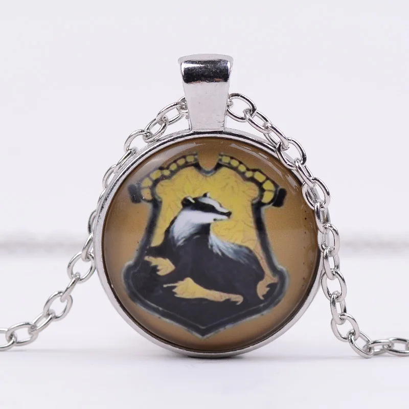 Гарри модное ожерелье Hufflepuff школьный герб стакан драгоценных камней кулон ожерелье благородные Простые Ювелирные изделия милые праздничные подарки