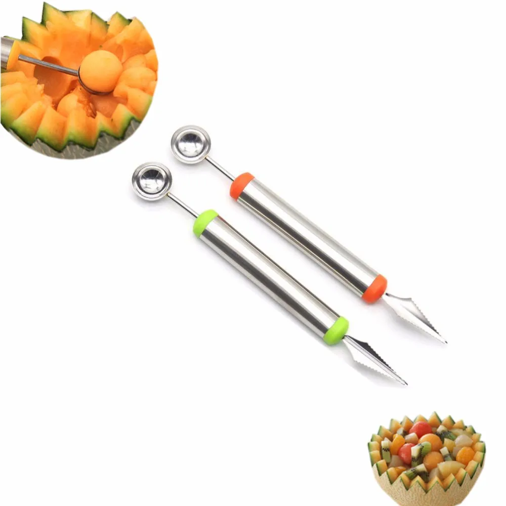 2 шт. двухцелевой баллон для дыни из нержавеющей стали фруктовых салатов гарниров