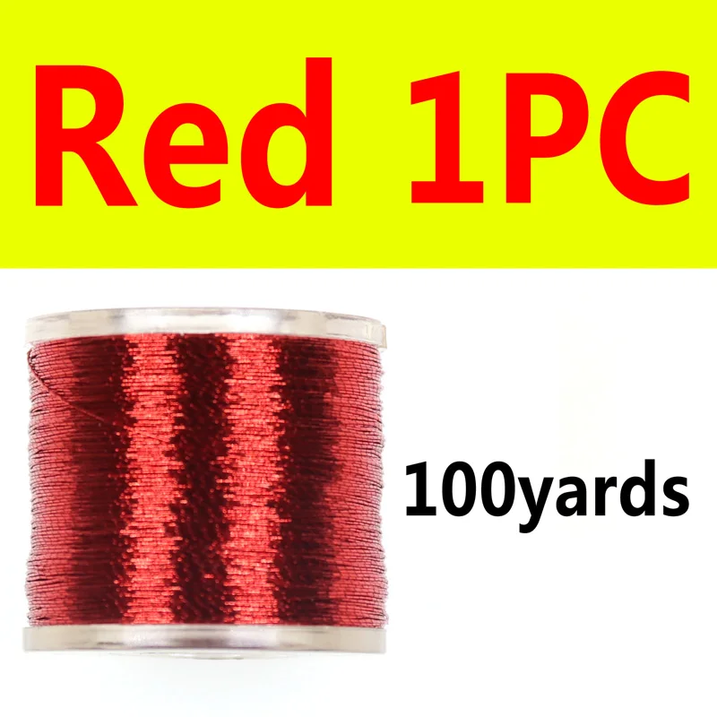 1pc red 100 ярдов металлическая нить для обмотки удочек, ребристый крючок для ловли летучих мышей, для морской рыбалки - Цвет: 1pc red