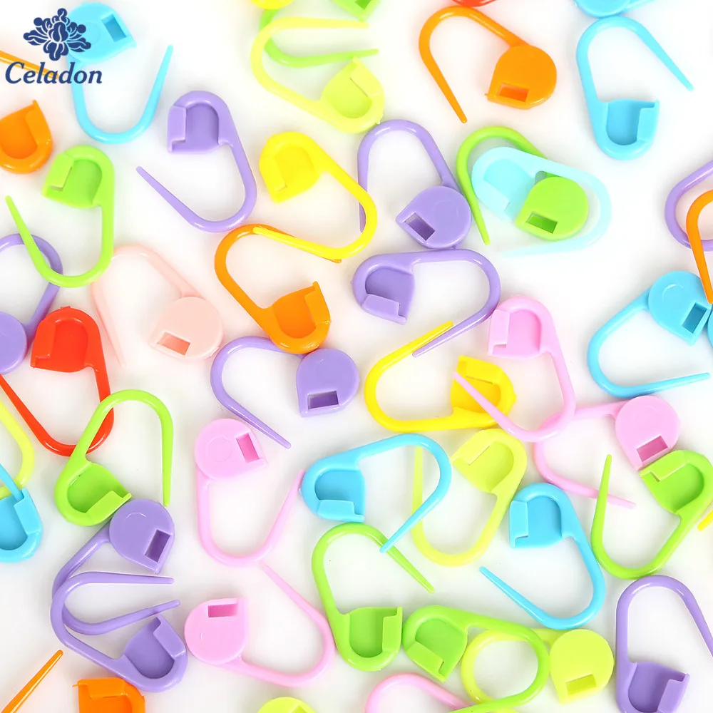 100 шт./лот Длина 22 мм случайные смешанные цвета пластиковые кольца для вязания