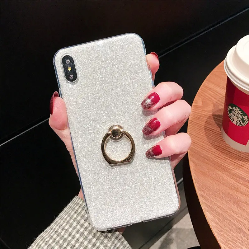 Silicone Glitter Phone Case For Samsung Galaxy S10 Plus Soft TPU Ring Cover S8 S9 A7 A9 2018 M10 M20 E |