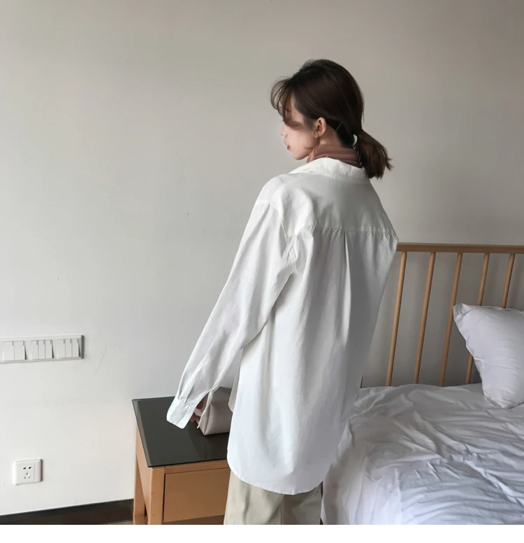 Шикарная Однотонная рубашка с длинным рукавом хлопковая льняная блузка большого