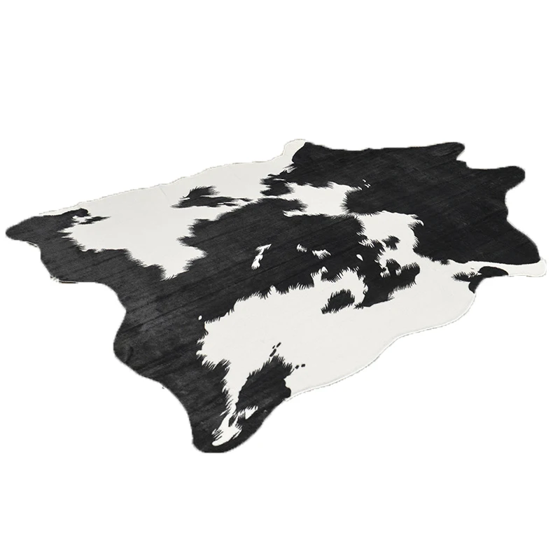 

Big size uncut shaped cowhide faux fur rug 140*200cm , American style decorative artificial fur floor mat