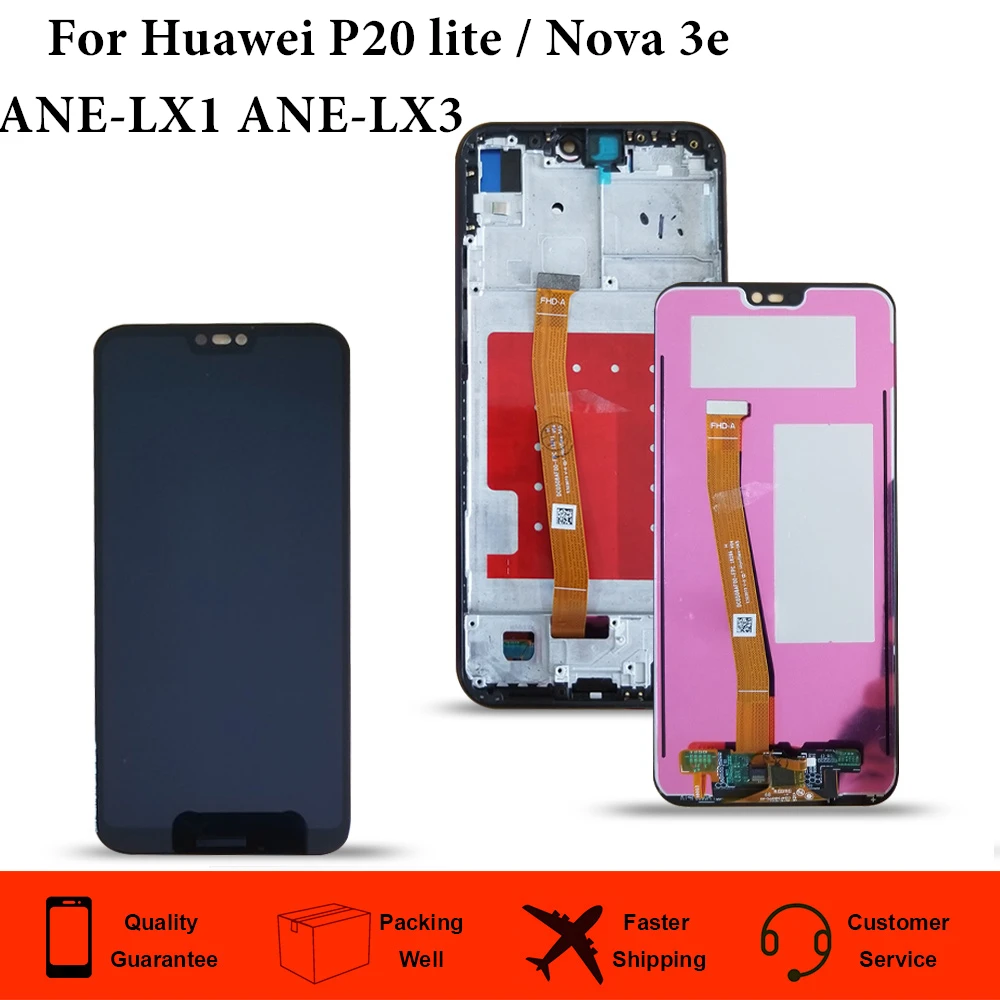 Высококачественный ЖК дисплей с рамкой для HUAWEI P20 Lite экран ANE LX1 LX3 Nova 3e lite|Экраны
