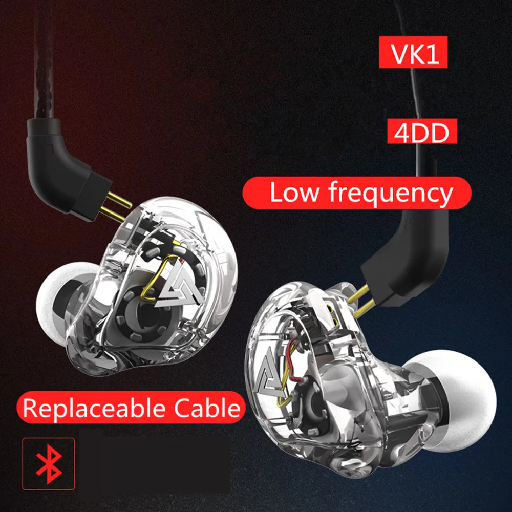 Внутриканальные наушники QKZ VK1 4DD с сабвуфером подвесные Hi-Fi наушники-вкладыши для