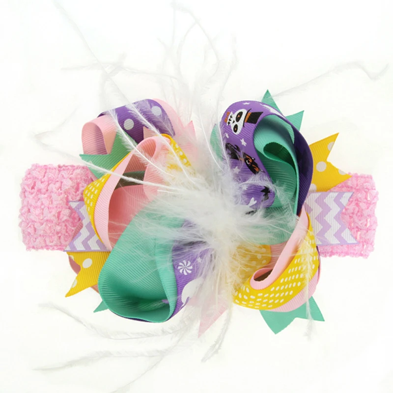 Girls Feathers Bow Hair Bands Headbands Crochet Kids Accessories For Halloween Festival | Детская одежда и обувь