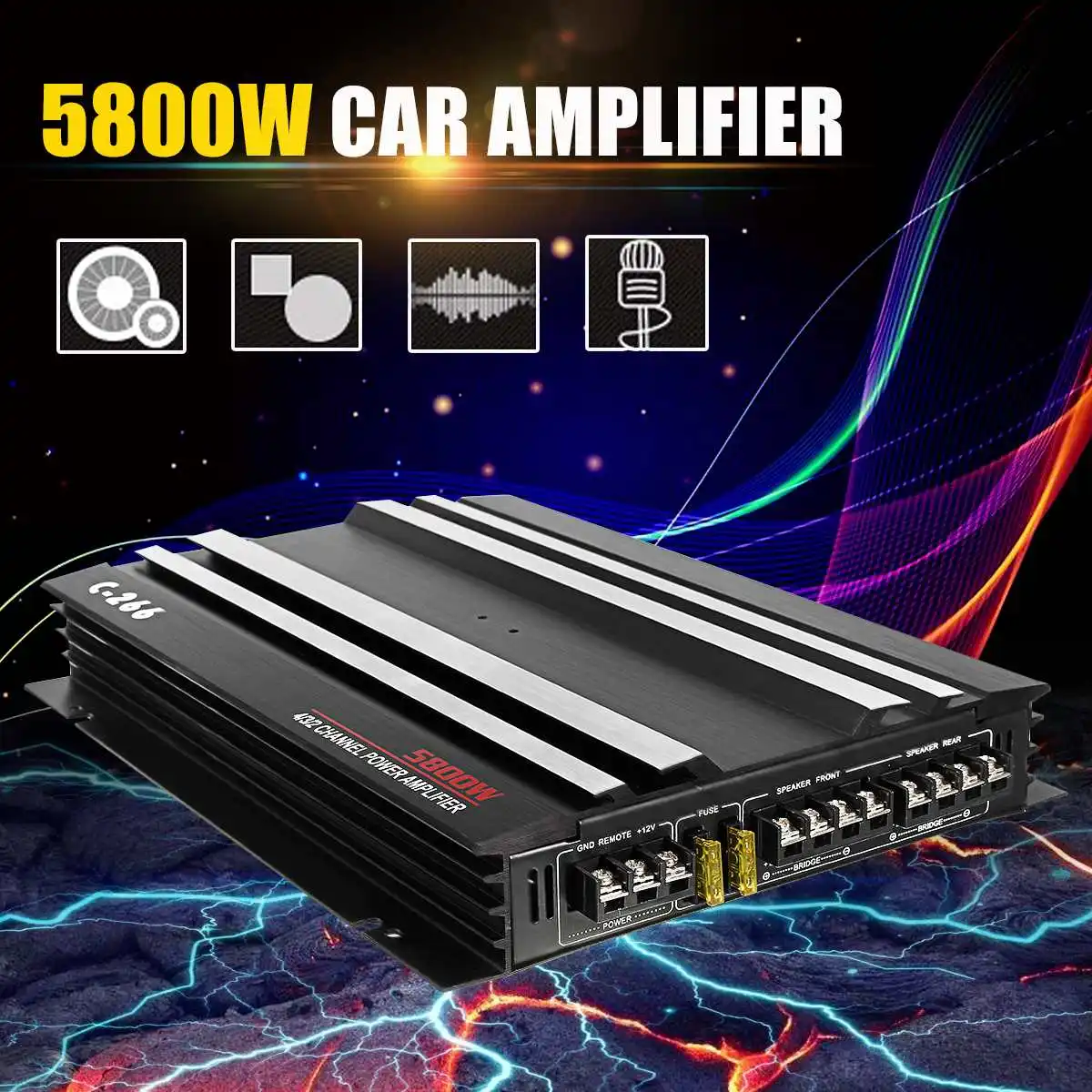 13,8 V 5800W автомобильный стерео усилитель многоканальный Авто Аудио Алюминий брелок для автомобильных ключей, звуковой цифровой усилитель(4/3/2 канала