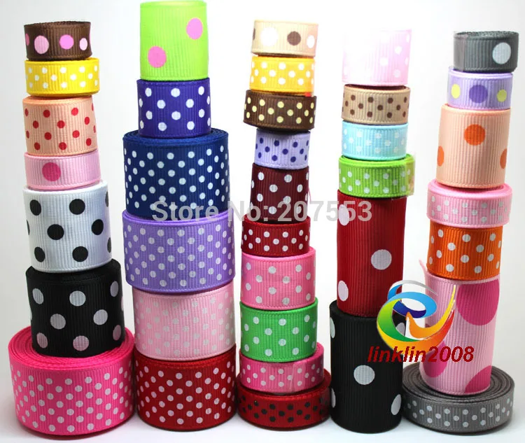 Корсажная лента с принтом в горошек 3/8 дюйма (дюйма) 9 мм 1000 ярдов|grosgrain ribbon