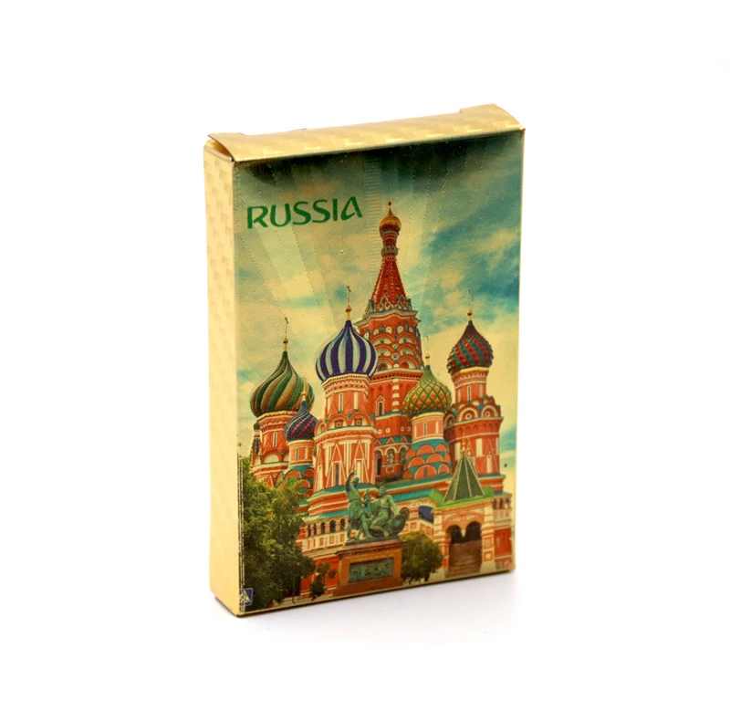 Cathedral-Gold Новинка, Россия, покер, 24 K, золотая фольга, игральные карты, ПВХ пластик, водонепроницаемые, прочные, карты для покера, стандартные игровые карты - Цвет: Cathedral-Gold