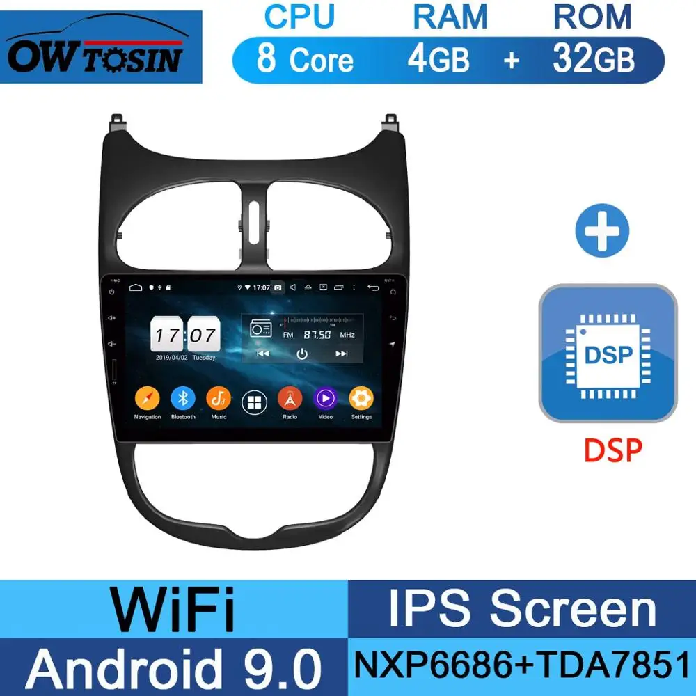 32G DSP " ips Android 9,0 8 ядерный 4G+ 64G Автомобильный DVD Радио мультимедийный плеер gps для PG PEUGEOT 206 PG206 DSP CarPlay Parrot BT Adas стерео - Цвет: 32G DSP