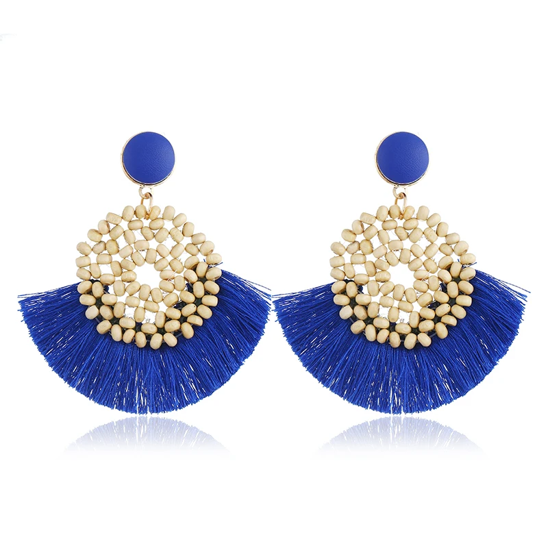 Boho полые круглые плетеные серьги из ротанга для женщин свадебные украшения 7