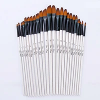 nylon hair painting brush set artist white wooden handle acrylic watercolor gouache drawing art supplies