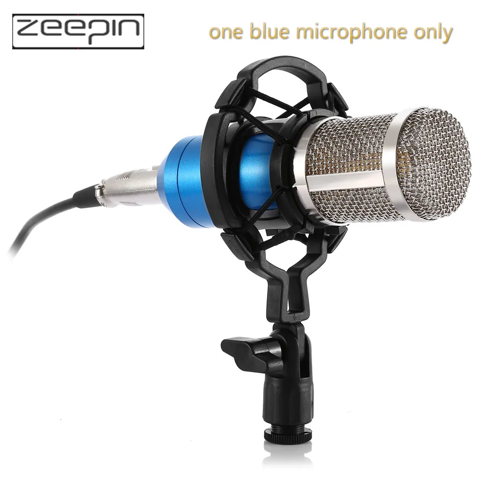 Конденсаторный звукозаписывающий микрофон ZEEPIN BM 800 с амортизационным креплением для радио, пения, черный, 20 Гц-20 кГц - Цвет: Blue
