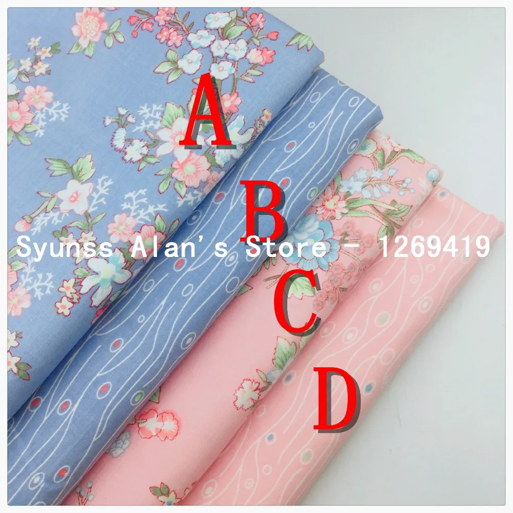 Хлопковая ткань с цветочным принтом Twill синий розовый для рукоделия шитья