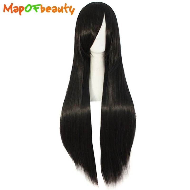 MapofBeauty Длинные Синтетические парики для черных женщин цветные светлые красные с - Фото №1