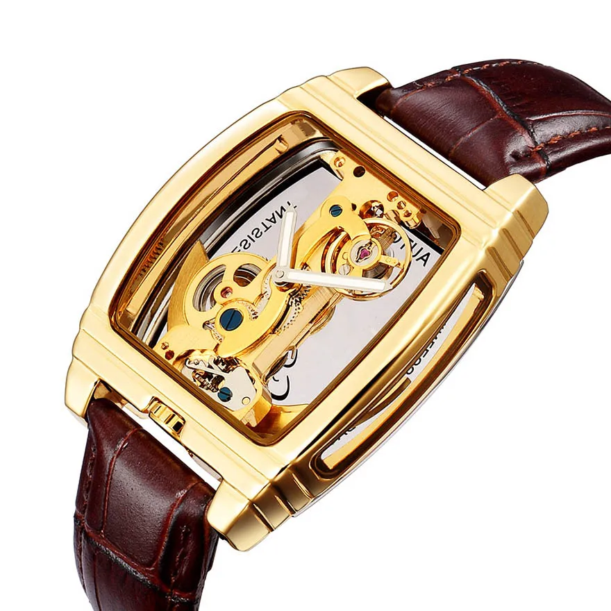 Mechanical watch 4 Мужские автоматические механические часы с прозрачным циферблатом, турбийон, стимпанк, скелет, роскошная Экипировка, самовзводные турбийон, мужские часы, Reloj - Цвет: Mechanical watch 4