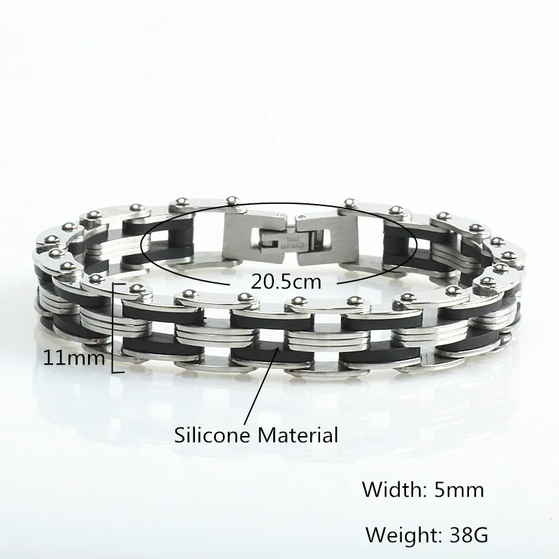 Silicone Stainless Steel Bracelet Men Bangle Rainbow Color 316L bracelet men | Bracelets