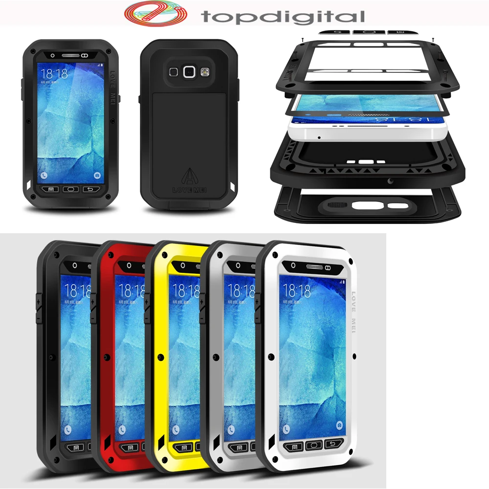 LOVE MEI Life Waterproof Shockproof Case for Samsung Galaxy A8 2015 A800F A8000 Cover Aluminum Metal Shell w Gorilla Glass |