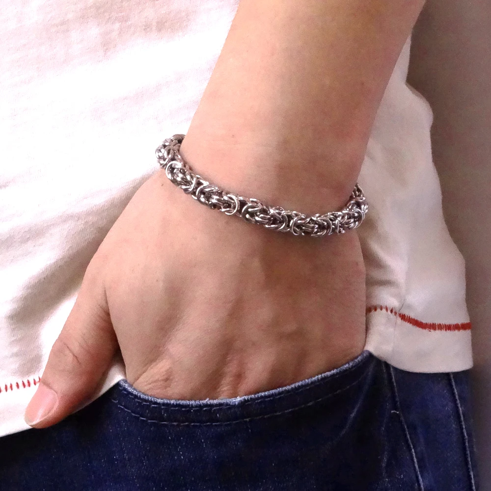 Византийский браслет цепочка из нержавеющей стали 100% мужской 8 мм дюймов