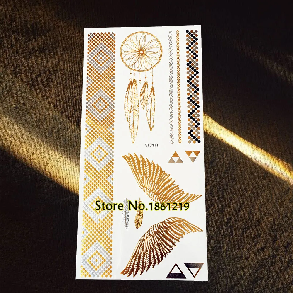 Новая модная Золотая временная татуировка дикого волка чудовища женский боди