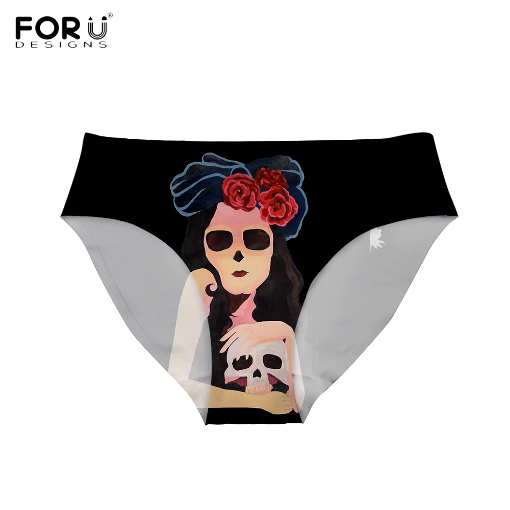 Трусики женские бесшовные в стиле панк с 3D принтом черепа|seamless briefs|traceless pantiesfashion
