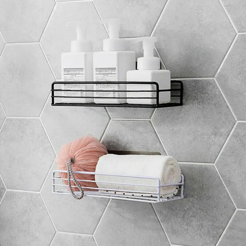 2019 New White Black Stainless Steel Shower Caddy Bathroom Wall Storage Rack Shelf Organiser Basket | Дом и сад