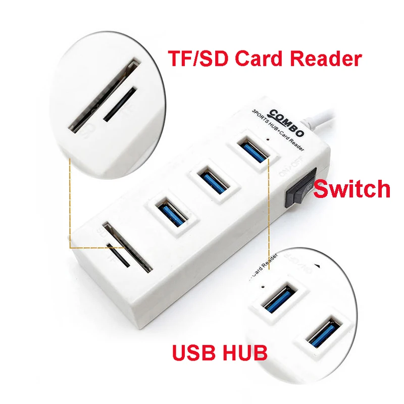 Устройство для чтения карт twototro Micro usb хаб 2 0 с 3 / 6 портами комбинированный TF/SD
