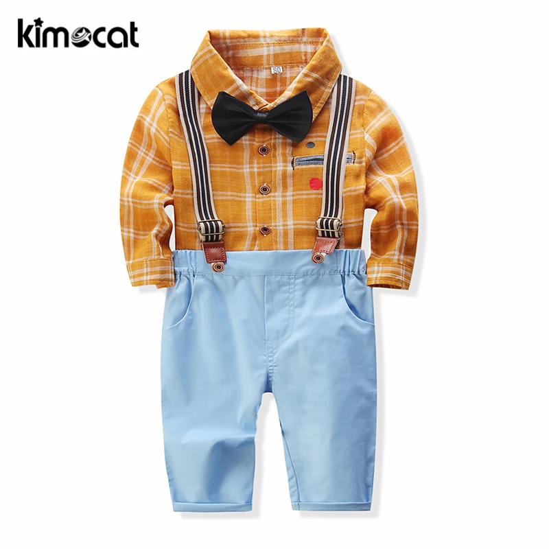 

Kimocat, одежда для маленьких мальчиков, красивый костюм с длинным рукавом, наряд для новорожденных, топ для новорожденных 3-24 мес. + комбинезоны,...