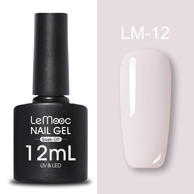 LM-12 LEMOOC, 12 мл, Гель-лак для ногтей, гибридный лак, все для маникюра, блеск для ногтей, верхнее Базовое покрытие, UV Vernis, Полупостоянный лак для ногтей - Цвет: LM-12
