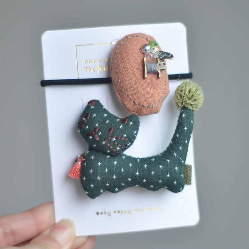 2 шт./компл. милые резинки для волос с кошкой ручной работы маленьких девочек