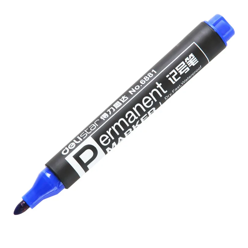 2 pcs 6881 blue Deli 2 шт белый маркер ручка Пишущие принадлежности головка Масло пластик маркер ручка школьные и офисные канцелярские принадлежности DIY CD Эсколар ручка S557 - Цвет: 2 pcs 6881 blue