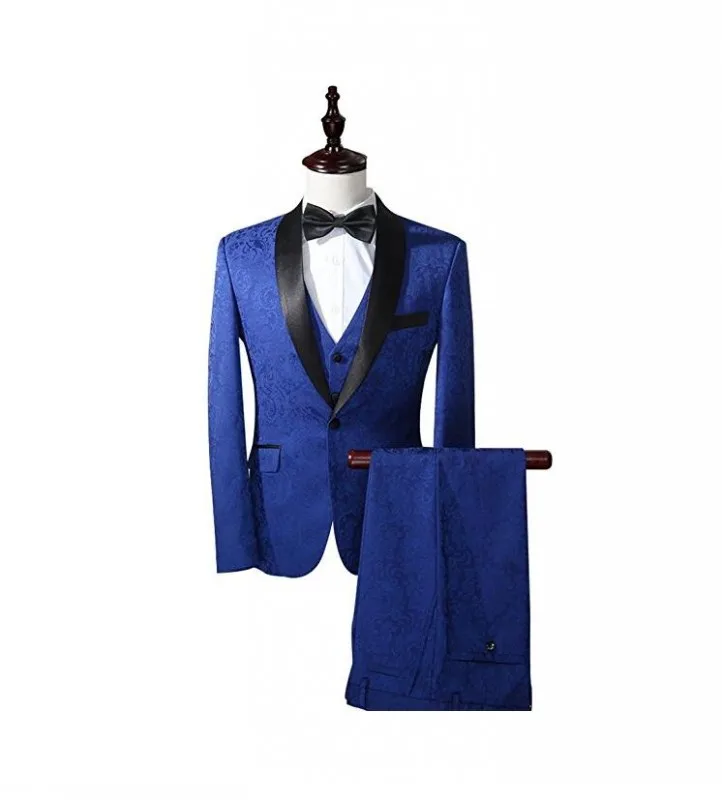 3 шт. королевский синий черный шаль мужские костюмы свадебные для мужчин жених