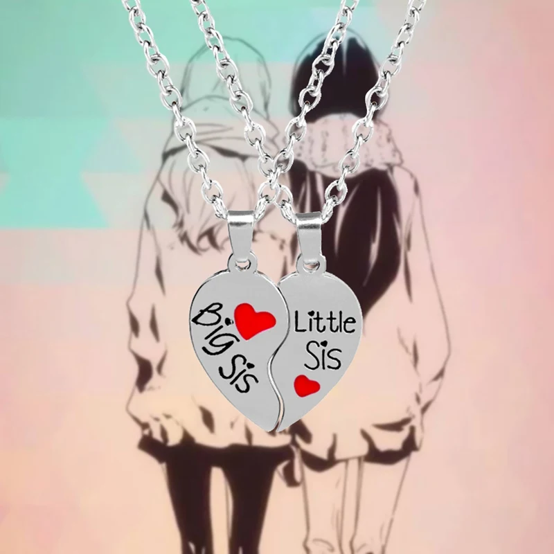 2 шт./компл. ожерелье для сестер BIG SIS LIL Forever Best Friend раздельное сердце подвеска