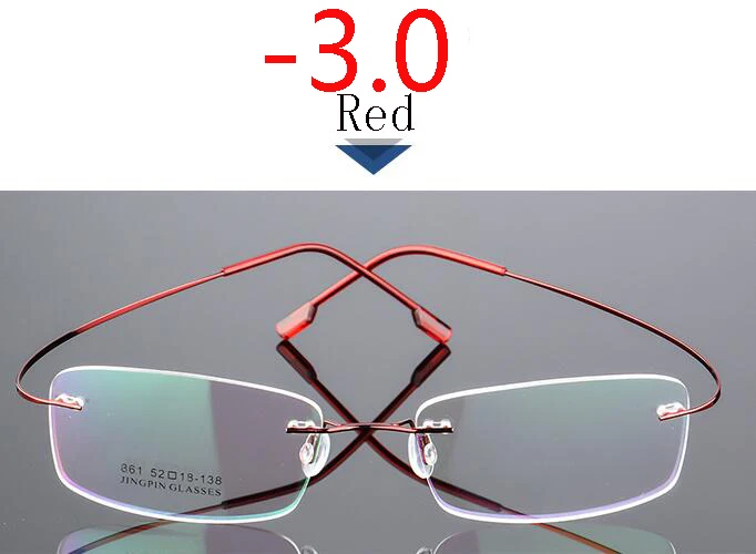Myopia 300 Покрытие сверхэластичные бескаркасные очки для близорукости для мужчин и женщин без оправы Сверхлегкая оправа Очки для близорукости 100~ 400 градусов - Цвет оправы: Myopia 300