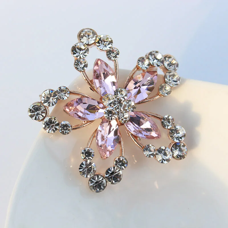 TODOX Brooch new Fashion beauty Women gold Zinc Alloy colorful crystal exquisite flower pins hot sale party wedding Gift for man | Украшения