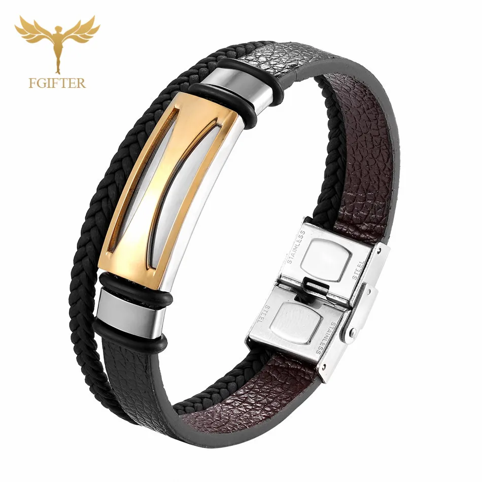 Multi Layer bracelet Многослойная кожа браслеты для мужчин и женщин из нержавеющей стали манжеты браслеты Casua браслет ручной работы браслет ювелирные изделия аксессуары кожаные браслеты мужские - Metal Color: Multi Layer bracelet