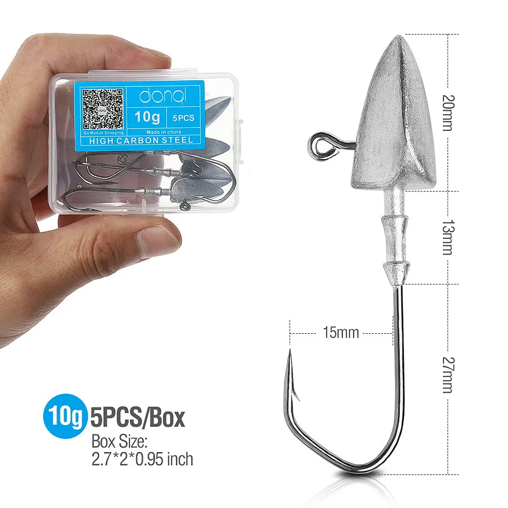 10g DONQL 5 шт./кор. Lead Jig Head с зазубринами Треугольники джиг крючок для рыбалки на карпа мягкие приманки рыболовные снасти аксессуары - Цвет: 10g